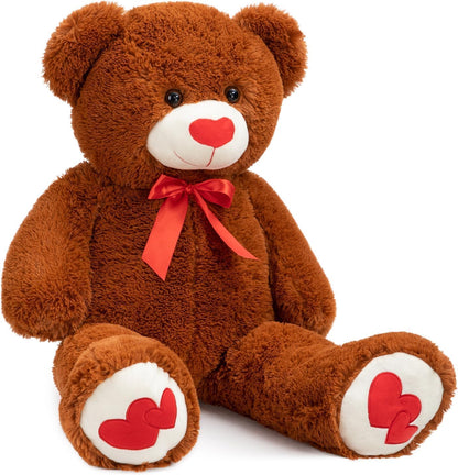 Giant Teddy Bear – 36" Plush Stuffed Animal with Red Heart, Brown